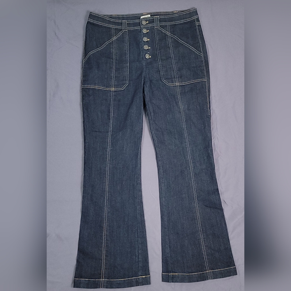 cinq a sept Dark Blue Wide-Leg Button-Fly Jeans